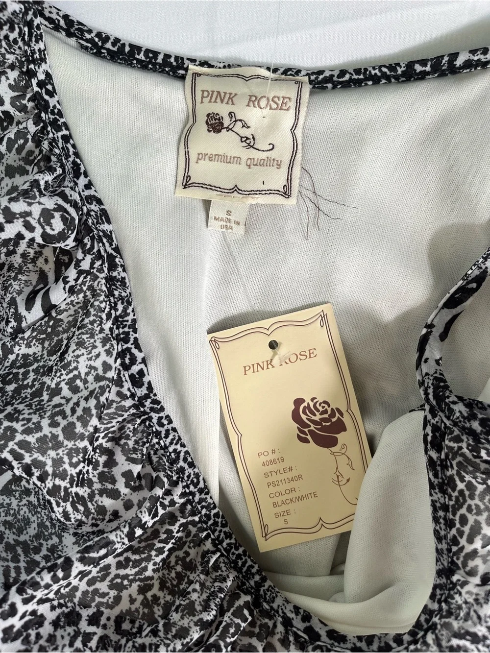 Pink Rose‎ Black White Animal Print One Shoulder Mini Dress